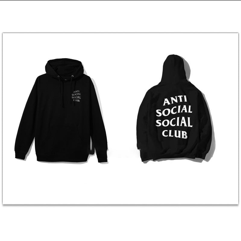 Loose letter crew neck printed hooded sweatshirt