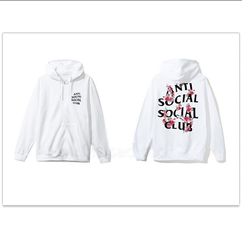 Loose letter crew neck printed hooded sweatshirt