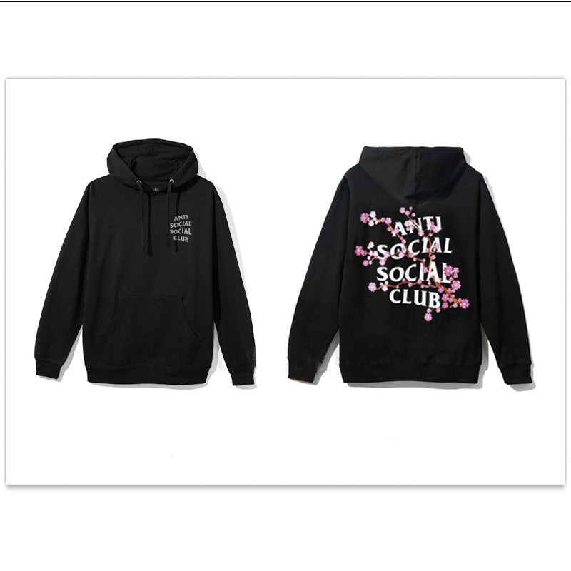 Loose letter crew neck printed hooded sweatshirt