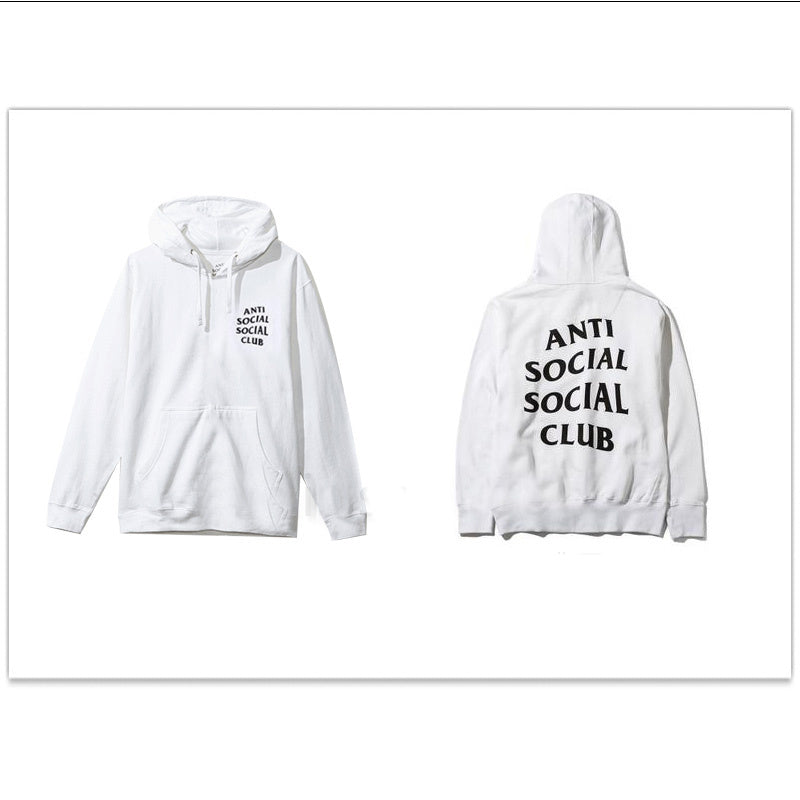 Loose letter crew neck printed hooded sweatshirt