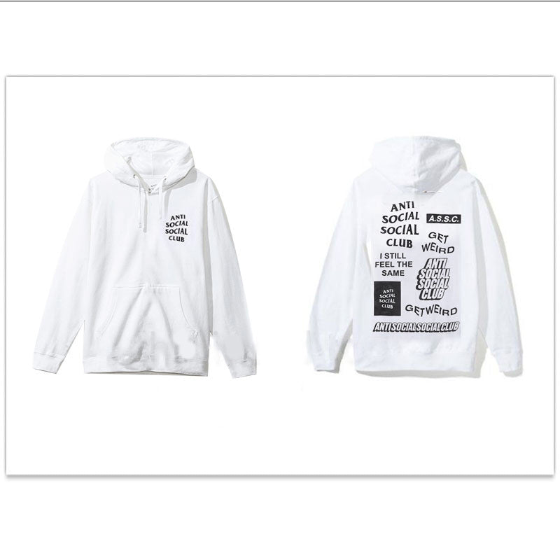 Loose letter crew neck printed hooded sweatshirt